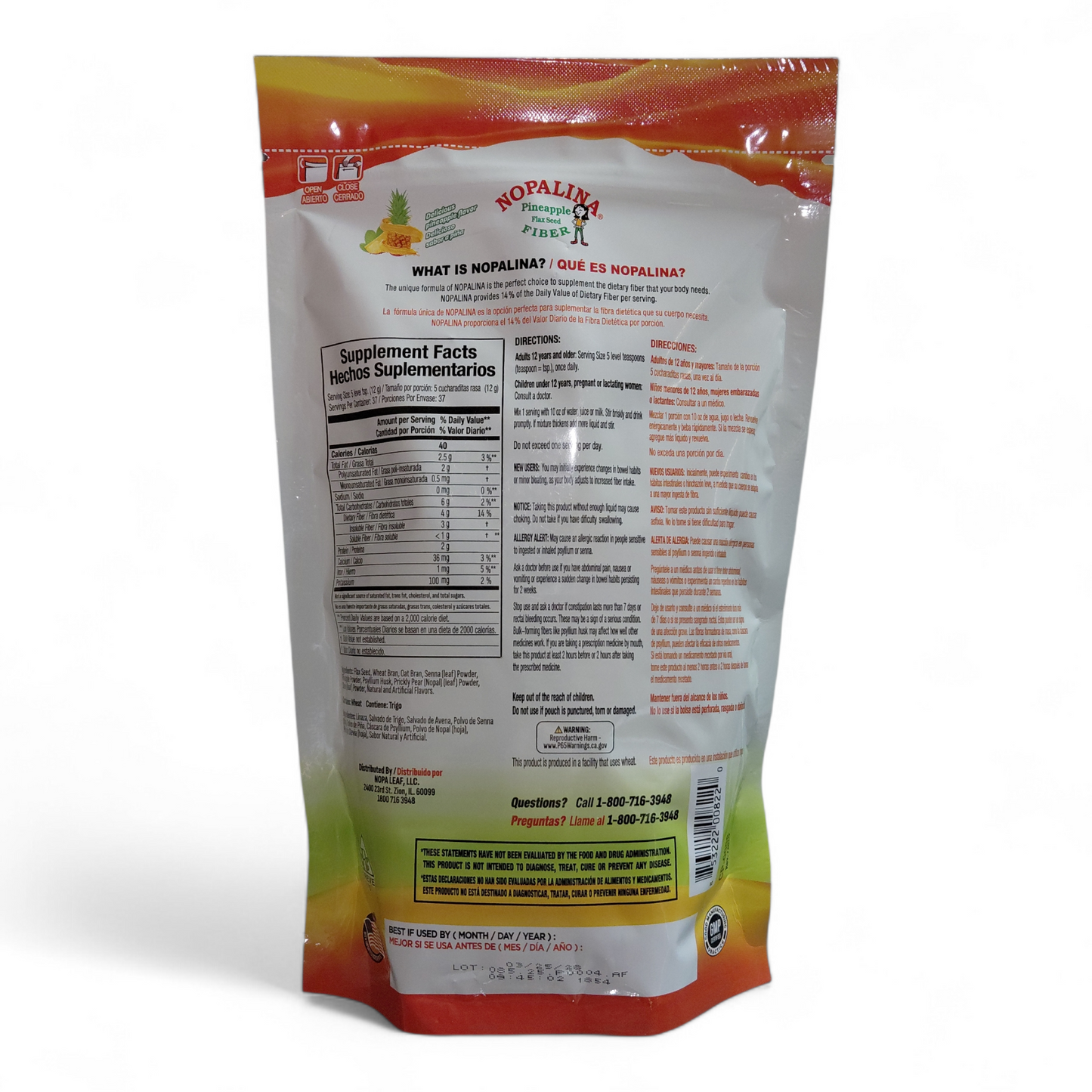 Nopalina® Pineapple – Fibra natural sabor piña (454 g)