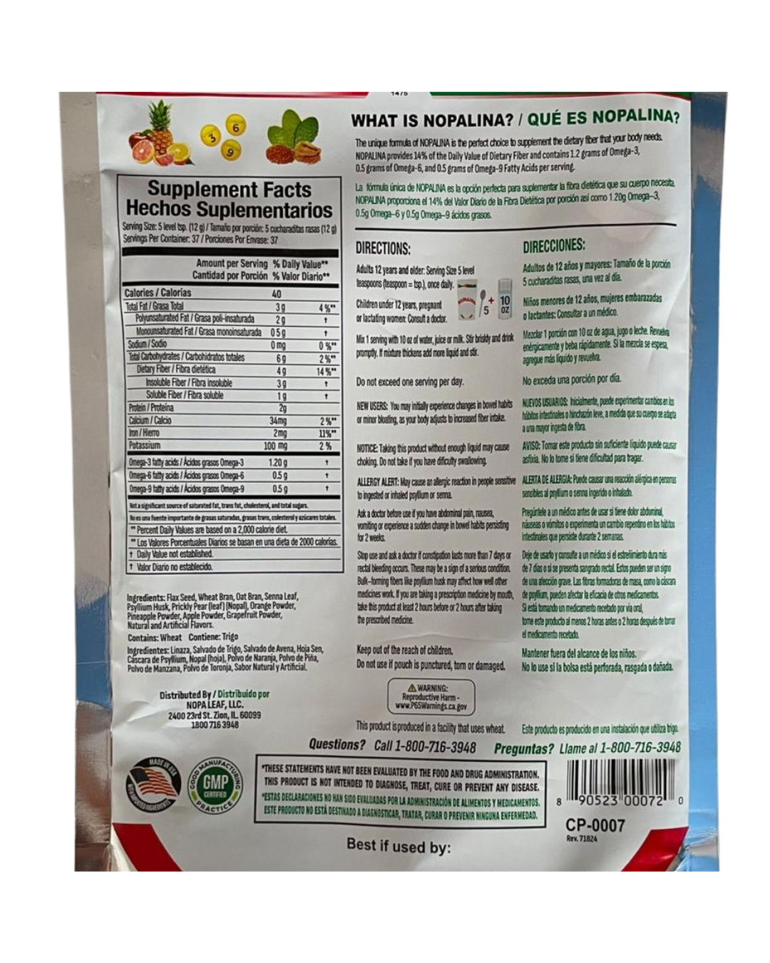 Nopalina® Flax Seed Fiber – Fibra natural (454 g)