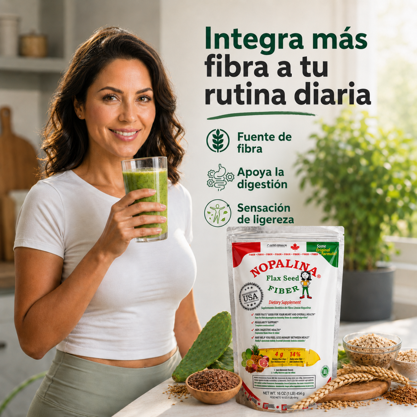 Nopalina® Flax Seed Fiber – Fibra natural (454 g)