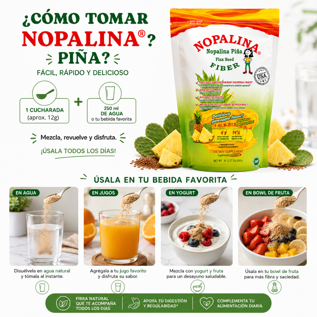 Nopalina® Pineapple – Fibra natural sabor piña (454 g)