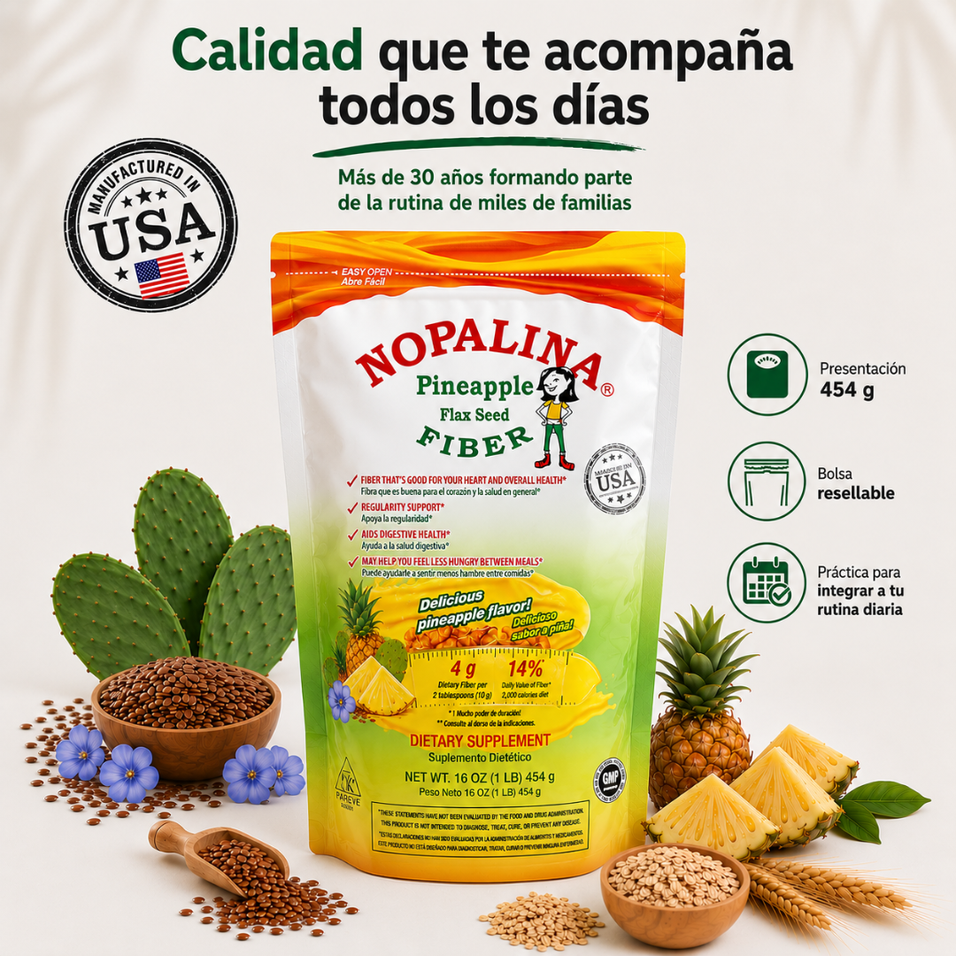 Nopalina® Pineapple – Fibra natural sabor piña (454 g)