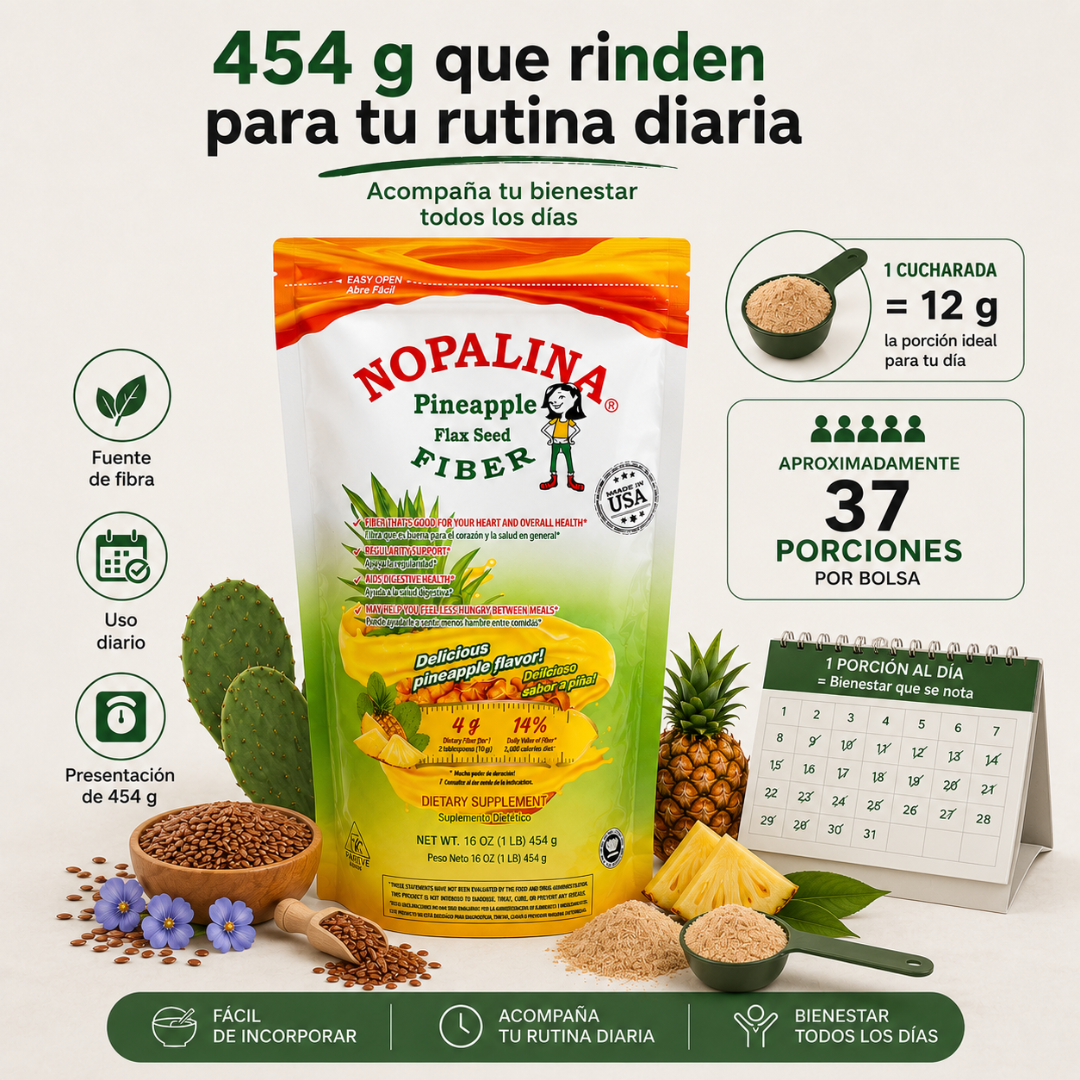 Nopalina® Pineapple – Fibra natural sabor piña (454 g)
